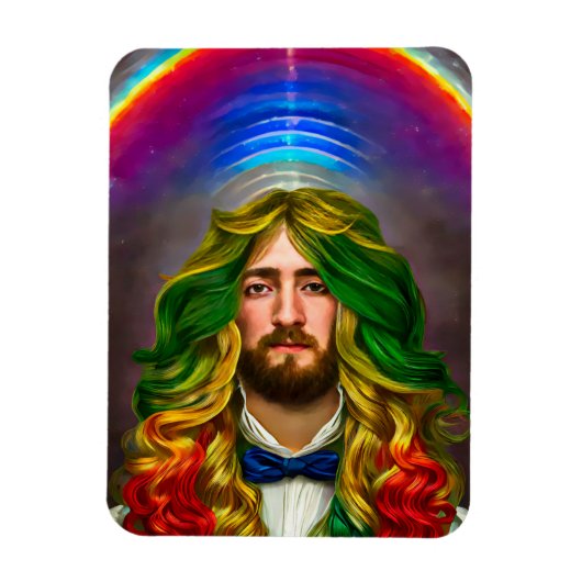 Rainbow Hair Man of Love Fantasy surreal LGBTQ Art Magneet (Verticaal)