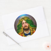 Rainbow Hair Man of Love Fantasy surreal LGBTQ Art Ronde Sticker (Envelop)