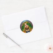 Rainbow Hair Man of Love Fantasy surreal LGBTQ Art Ronde Sticker (Envelop)