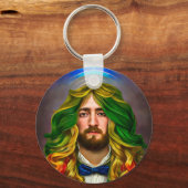 Rainbow Hair Man of Love Fantasy surreal LGBTQ Art Sleutelhanger (Voorkant)