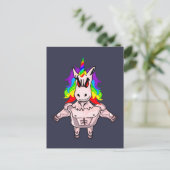 Rainbow Hair Muscular Unicorn Body Building Briefkaart (Staand voorkant)