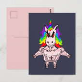 Rainbow Hair Muscular Unicorn Body Building Briefkaart (Voorkant / Achterkant)
