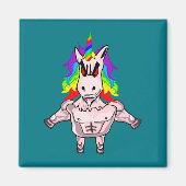 Rainbow Hair Muscular Unicorn Body Building Magneet (Voorkant)