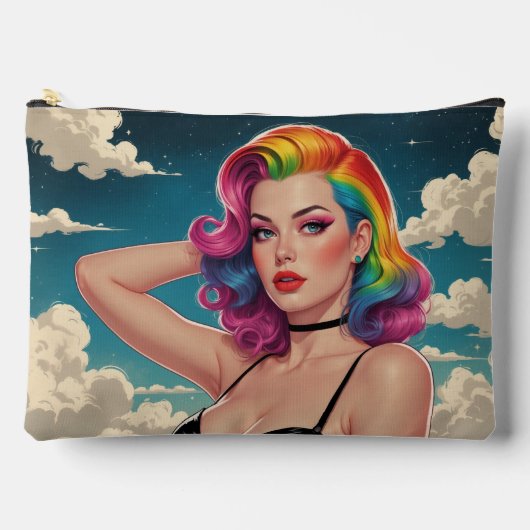 Rainbow Hair Pin-Up Cloud Achtergrond Etui (Voorkant)