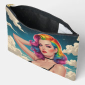 Rainbow Hair Pin-Up Cloud Achtergrond Etui (Open)