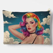 Rainbow Hair Pin-Up Cloud Achtergrond Etui (Achterkant)