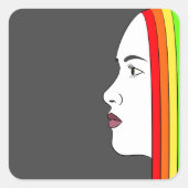 Rainbow Hair Vierkante Sticker (Voorkant)
