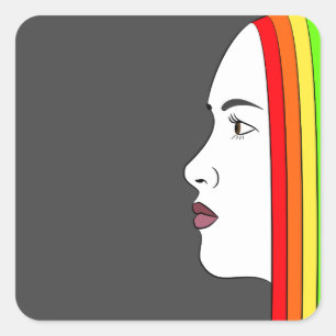 Rainbow Hair Vierkante Sticker