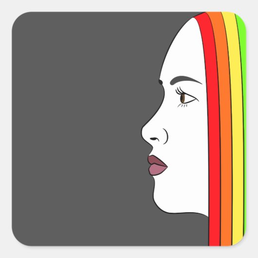 Rainbow Hair Vierkante Sticker (Voorkant)
