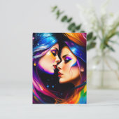 Rainbow Hair Women in Love Briefkaart (Staand voorkant)