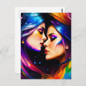 Rainbow Hair Women in Love Briefkaart (Voorkant / Achterkant)