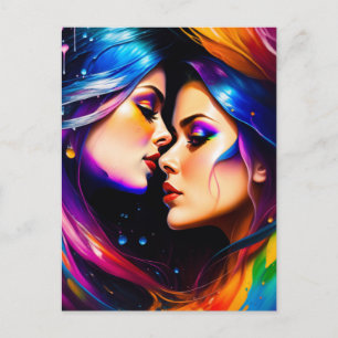 Rainbow Hair Women in Love Briefkaart