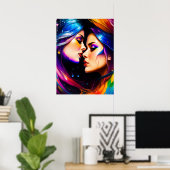 Rainbow Hair Women in Love Poster (Thuiskantoor)