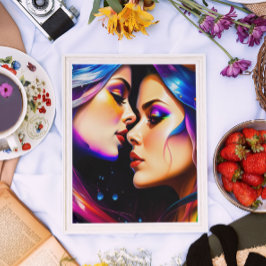 Rainbow Hair Women in Love Poster