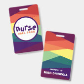 Rainbow Hall Pass voor leerkrachten Badge (Voor- en achterkant)