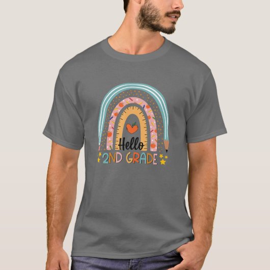 Rainbow Hallo 2de graad leraar T-shirt (Voorkant)