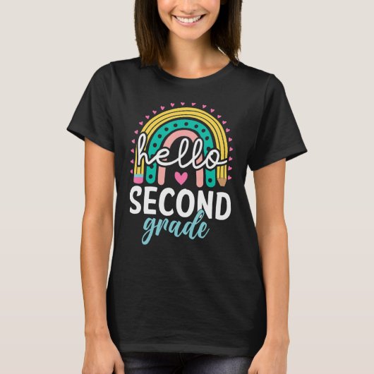 Rainbow Hallo 2e graad terug naar schoolleraar Stu T-shirt (Voorkant)