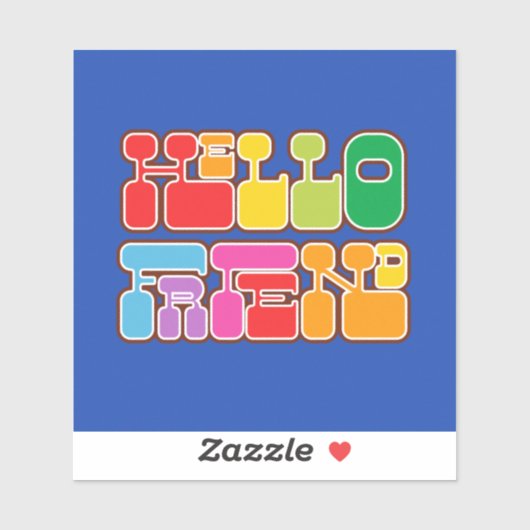 Rainbow Hallo Friend Retro Sticker (Vel)