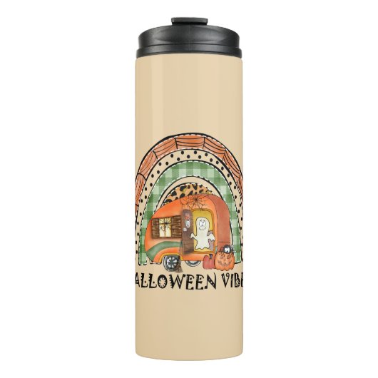 Rainbow Halloween Vibes Camper/Trailer Thermosbeker (Voorkant)