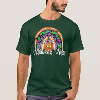 Rainbow Halloween Vibes pompoen in het pleister Ha T-shirt