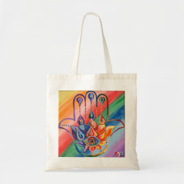 Rainbow Hamsa Canvas tas