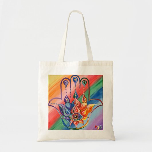Rainbow Hamsa Canvas tas (Voorkant)
