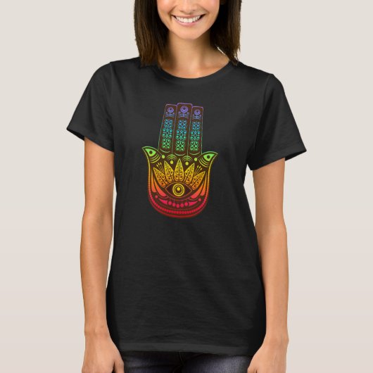 Rainbow Hamsa Hand van Fatima Veel succes T-shirt (Voorkant)