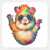 Rainbow Hamster Peace Vibes Vierkante Sticker (Voorkant)