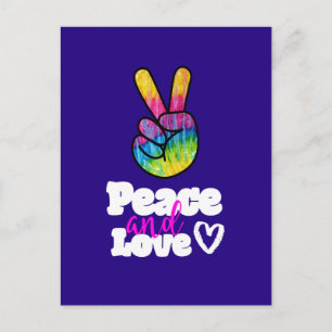 Rainbow Hand Peace Sign Peace and Love Typografie Briefkaart