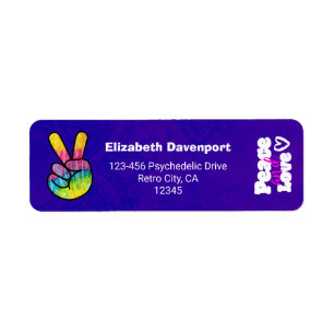 Rainbow Hand Peace Sign Peace and Love Typografie Etiket