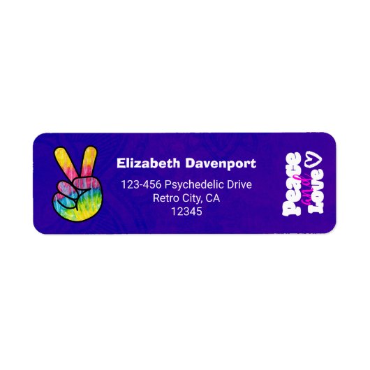 Rainbow Hand Peace Sign Peace and Love Typografie Etiket (Voorkant)