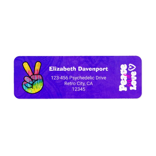 Rainbow Hand Peace Sign Peace and Love Typografie Etiket (Voorkant)