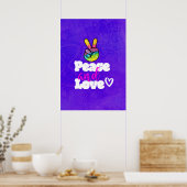Rainbow Hand Peace Sign Peace and Love Typografie Poster (Keuken)