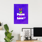Rainbow Hand Peace Sign Peace and Love Typografie Poster (Thuiskantoor)