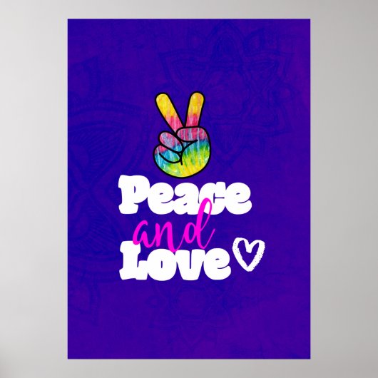 Rainbow Hand Peace Sign Peace and Love Typografie Poster (Voorkant)