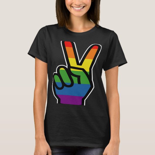 Rainbow Hand Vredesbord Pride T-shirt (Voorkant)