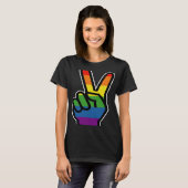 Rainbow Hand Vredesbord Pride T-shirt (Voorkant volledig)