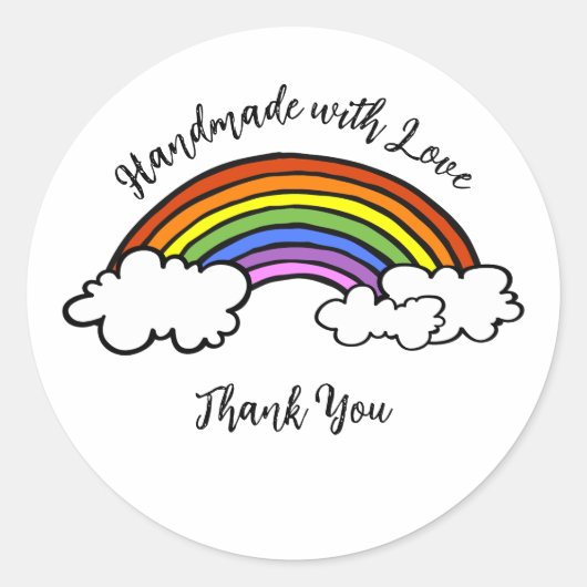 Rainbow Handmade with Love Round Sticker (Voorkant)