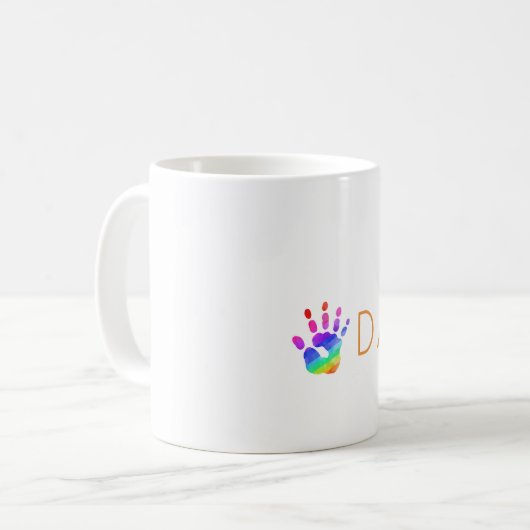 Rainbow Handprint DADDY Love Artisan Keepsake Koffiemok (Voorkant links)