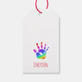 Rainbow Handprint NAAM Kleurrijk Plezier Cadeaulabel (Voorkant)