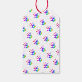 Rainbow Handprint NAAM Kleurrijk Plezier Cadeaulabel (Achterkant)