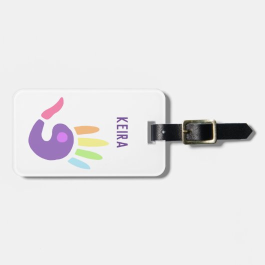 Rainbow Handprint Pastel Bagagelabel (Voorkant horizontaal)