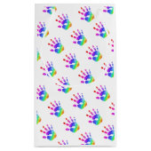 Rainbow Handprint Pattern Kinder Kleurrijke Fun Klein Cadeauzakje (Achterkant)