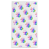 Rainbow Handprint Pattern Kinder Kleurrijke Fun Klein Cadeauzakje (Voorkant)