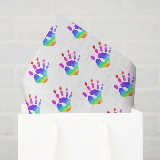 Rainbow Handprint Pattern Kinder Kleurrijke Fun Tissuepapier (Cadeauzakje)