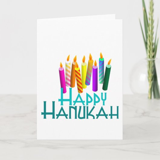 Rainbow Hanukah Candles Feestdagen Kaart (Voorkant)