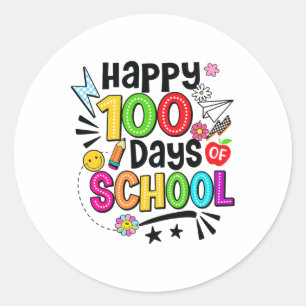 Rainbow Happy 100 dagen schoolpotlood 100ste dag Ronde Sticker