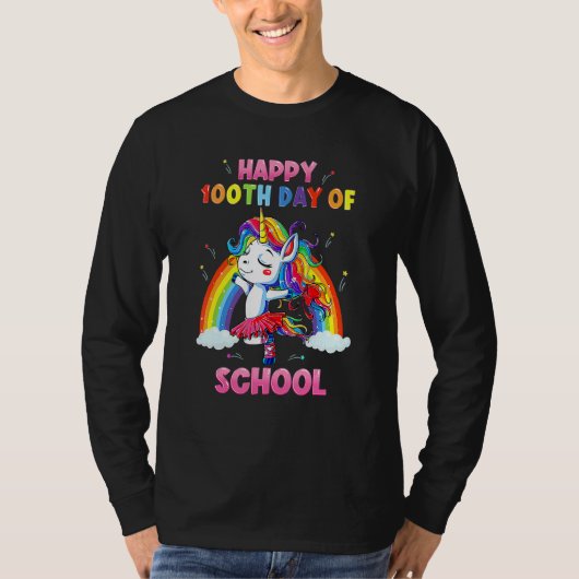 Rainbow Happy 100th Day Of School Teacher & Studen T-shirt (Voorkant)