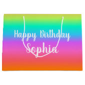 Rainbow Happy Birthday aangepaste naam Groot Cadeauzakje (Voorkant)