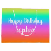 Rainbow Happy Birthday aangepaste naam Groot Cadeauzakje (Achterkant)